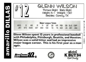 1997 Grandstand Amarillo Dillas #NNO Glenn Wilson Back