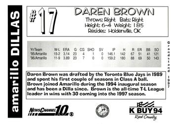 1997 Grandstand Amarillo Dillas #NNO Daren Brown Back