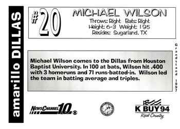 1997 Grandstand Amarillo Dillas #NNO Michael Wilson Back