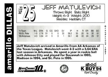 1997 Grandstand Amarillo Dillas #NNO Jeff Matulevich Back