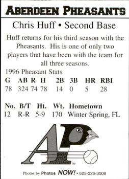 1997 Aberdeen Pheasants #NNO Chris Huff Back