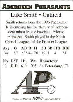 1997 Aberdeen Pheasants #NNO Luke Smith Back