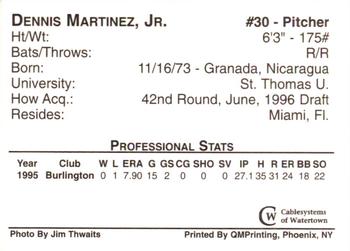 1996 Watertown Indians #NNO Dennis Martinez Jr. Back