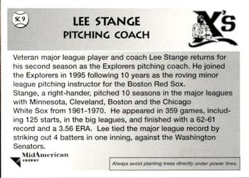 1996 Sioux City Explorers #9 Lee Stange Back