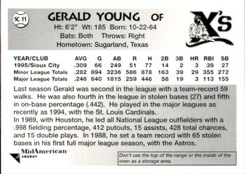 1996 Sioux City Explorers #11 Gerald Young Back