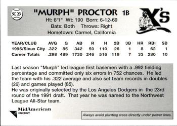 1996 Sioux City Explorers #23 Murph Proctor Back