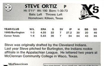 1996 Sioux City Explorers #29 Steve Ortiz Back