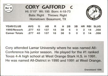 1996 Grandstand Rio Grande Valley WhiteWings #RW15 Cory Gafford Back