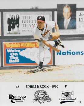1996 Richmond Camera Richmond Braves #6 Chris Brock Front