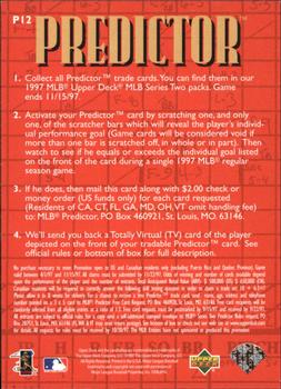 1997 Upper Deck - Predictors #P12 Kenny Lofton Back