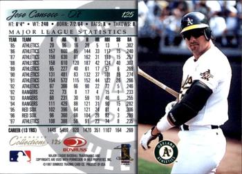 1998 Donruss Collections Donruss #125 Jose Canseco Back