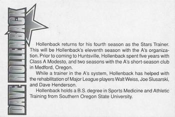 1996 Burger King Huntsville Stars #NNO Dave Hollenback Back
