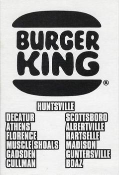 1996 Burger King Huntsville Stars #NNO Burger King Cover Card Back