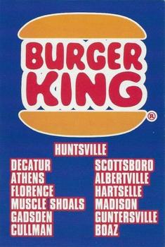 1996 Burger King Huntsville Stars #NNO Burger King Cover Card Front
