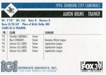 1996 Johnson City Cardinals #NNO Aaron Bruns Back