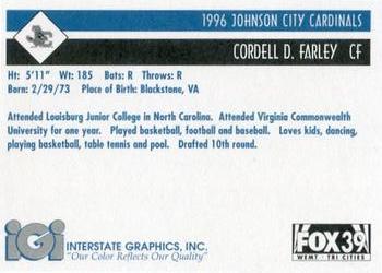 1996 Johnson City Cardinals #NNO Cordell Farley Back