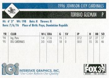 1996 Johnson City Cardinals #NNO Toribio Guzman Back