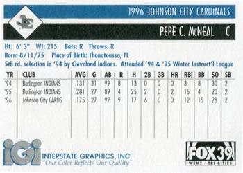 1996 Johnson City Cardinals #NNO Pepe McNeal Back