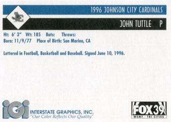 1996 Johnson City Cardinals #NNO John Tuttle Back