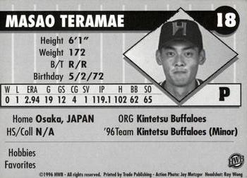 1996 HWB Honolulu Sharks #18 Masao Teramae Back