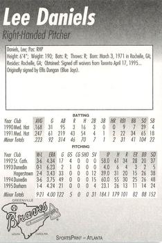 1996 Greenville Braves #NNO Lee Daniels Back