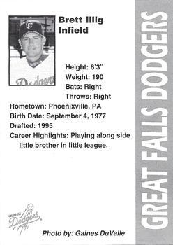 1996 Great Falls Dodgers #22 Brett Illig Back