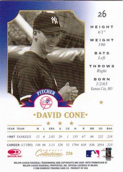 1998 Donruss Collections Leaf #226 David Cone Back