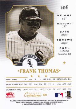1998 Donruss Collections Leaf #305 Frank Thomas Back