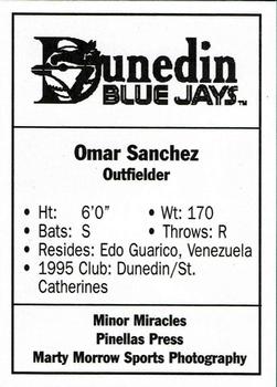 1996 Dunedin Blue Jays Update #NNO Omar Sanchez Back