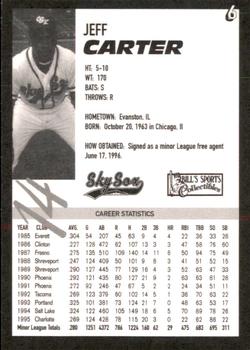 1996 Colorado Springs Sky Sox #6 Jeff Carter Back