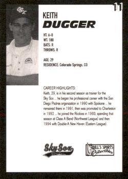 1996 Colorado Springs Sky Sox #11 Keith Dugger Back