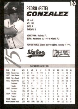 1996 Colorado Springs Sky Sox #16 Pedro Gonzalez Back
