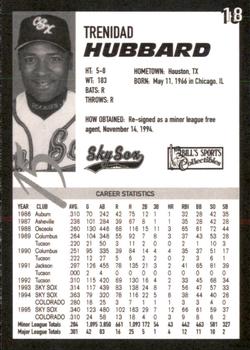 1996 Colorado Springs Sky Sox #18 Trenidad Hubbard Back