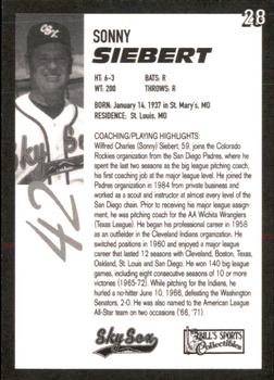 1996 Colorado Springs Sky Sox #28 Sonny Siebert Back