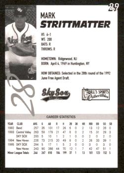 1996 Colorado Springs Sky Sox #29 Mark Strittmatter Back