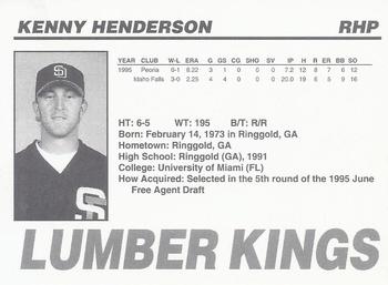 1996 Clinton LumberKings #NNO Kenny Henderson Back