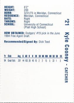 1995 Vero Beach Dodgers #NNO Kyle Cooney Back