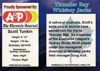 1995 R.E.L. Thunder Bay Whiskey Jacks #NNO Scott Tunkin Back