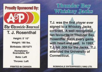 1995 R.E.L. Thunder Bay Whiskey Jacks #NNO T.J. Rosenthal Back