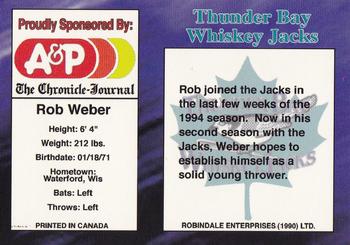 1995 R.E.L. Thunder Bay Whiskey Jacks #NNO Ron Weber Back