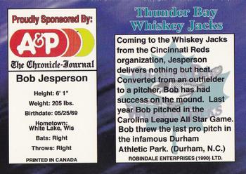 1995 R.E.L. Thunder Bay Whiskey Jacks #NNO Bob Jesperson Back