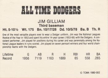 1980 TCMA All Time Brooklyn/Los Angeles Dodgers (Black Backs) #002 Jim Gilliam Back