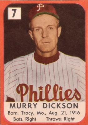 1955 Felin's Franks Match the Phillies #7 Murry Dickson Front