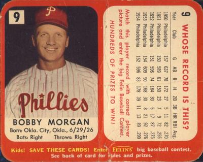 1955 Felin's Franks Match the Phillies #9 Bobby Morgan Front
