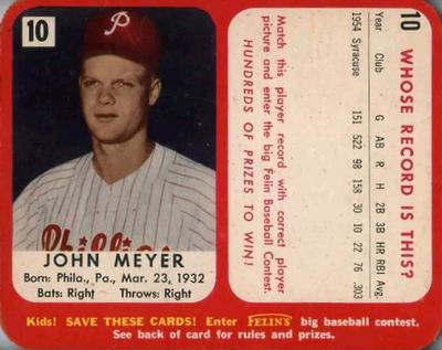 1955 Felin's Franks Match the Phillies #10 John Meyer Front
