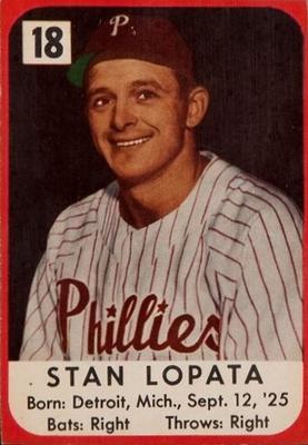 1955 Felin's Franks Match the Phillies #18 Stan Lopata Front