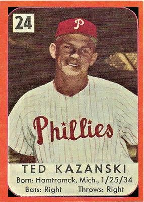 1955 Felin's Franks Match the Phillies #24 Ted Kazanski Front