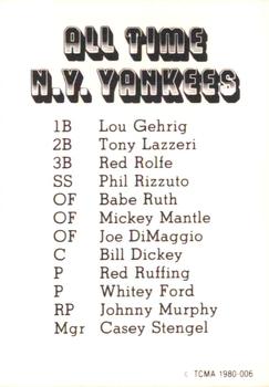 1980 TCMA All Time New York Yankees Set B #006 Mickey Mantle Back