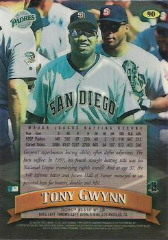 1998 Finest - No-Protectors Refractors #90 Tony Gwynn Back