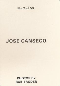 1986 Broder (unlicensed) #9 Jose Canseco Back